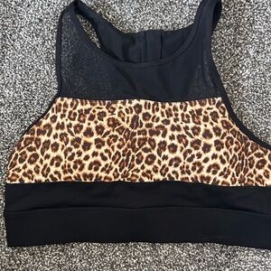 ZYIA ACTIVE Wild Leopard and Black Sports Bra